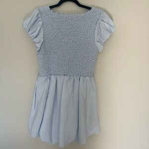 Aritzia Light Blue Smocked “Lark” Bubble Dress with Puff Sleeves